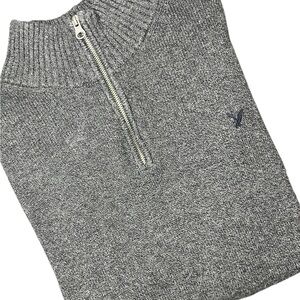 ~ American Eagle 🦅 Men's Gray Half-Zip Sweater Size Large